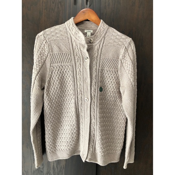 L.L. Bean Sweaters - NWOT L.L.Bean mixed cable knit fisherman cardigan